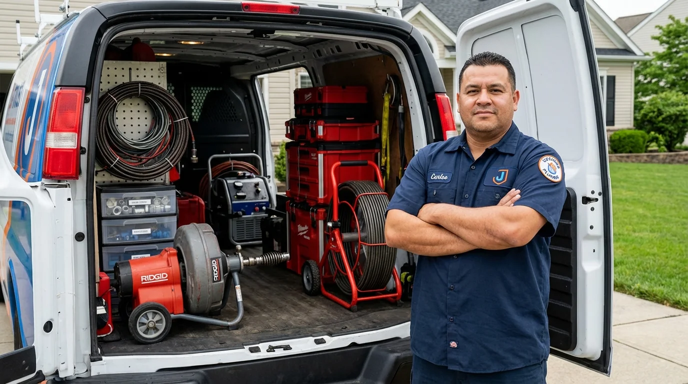 Professional drain cleaning equipment and Johns Plumbing LLC plumber in Moscow Mills