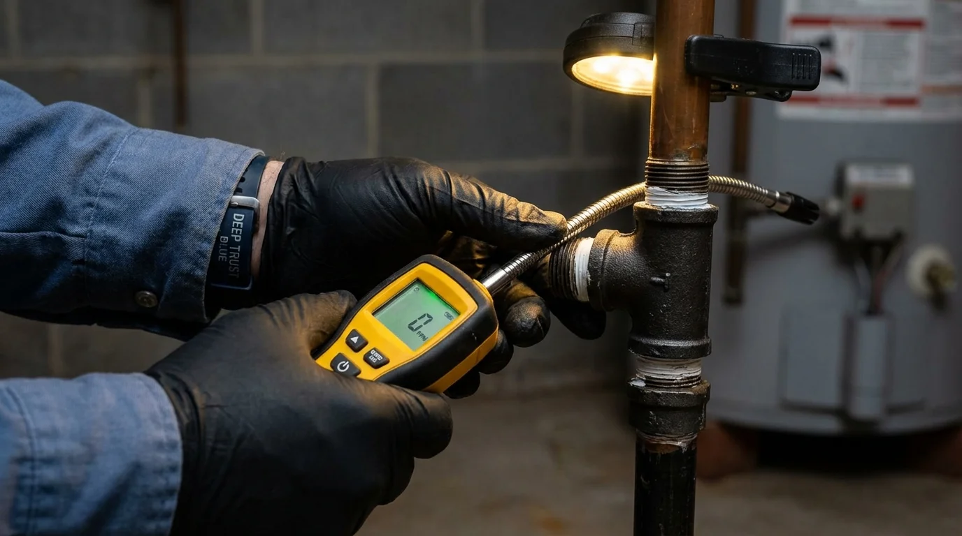 Gas leak detection with electronic sniffer by Johns Plumbing LLC in Moscow Mills