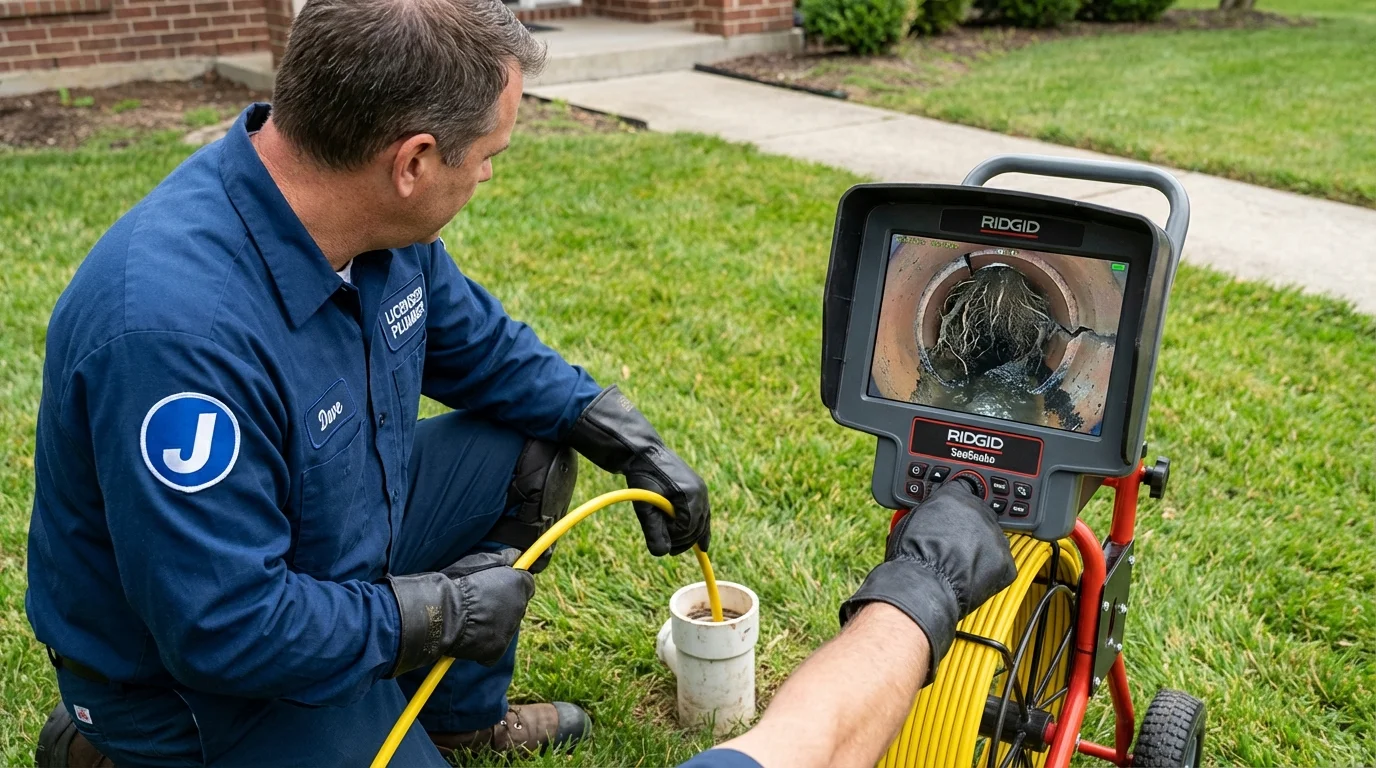 Sewer camera inspection being performed by Johns Plumbing LLC in Moscow Mills